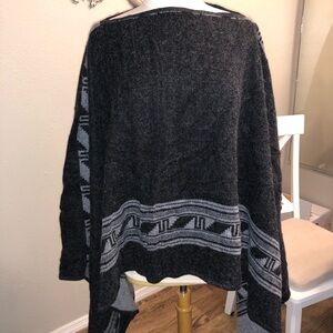 NOVICA Peruvian wrap poncho Reversible black & gray - alpaca & acrylic Boatneck